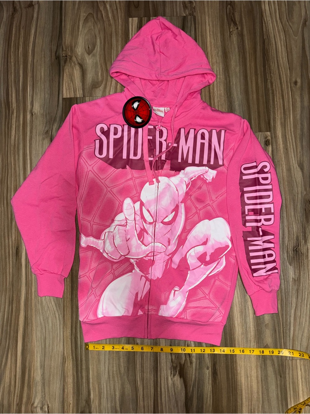 Women’s Sizing Pink Spiderman Full Zip Up Hoodie Size XS